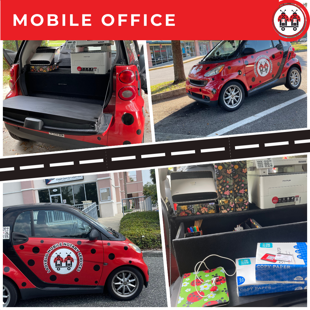 This is an image of Smart Car Mobile Office with Printer, Chairs, Office Equipment.